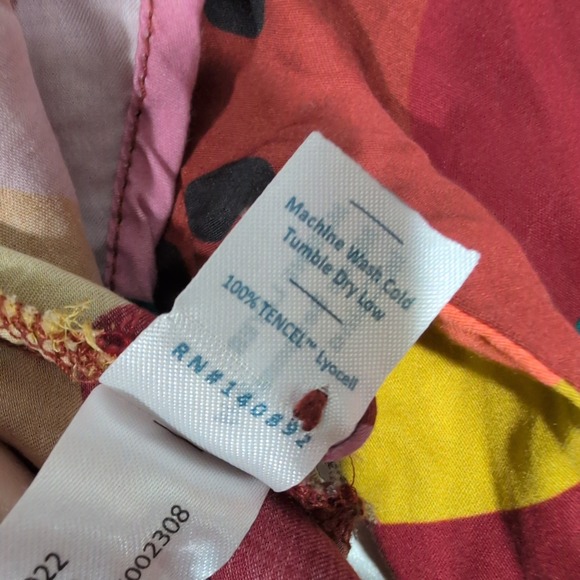 Marine Layer Floral Ruffle Tiered Mini Dress Tencel Burgundy Medium - Picture 8 of 13